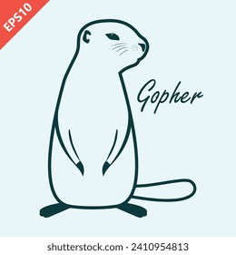 gopher animal design vector flat modern isolated illustration