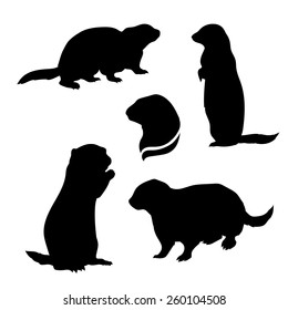 Gopher Set Of Silhouettes Vector