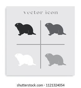 Gopher silhouette flat black and white vector icon.