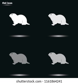 Gopher silhouette flat grayscale vector icon.