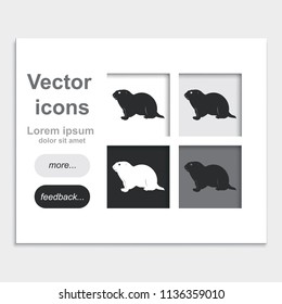 Gopher silhouette placed on web page template flat vector icon.