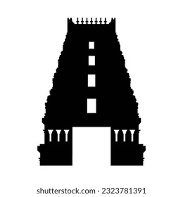 Icono del templo hindú Gopuram Ilustración vectorial Ilustración kovil y koil en chennai, tamil nadu