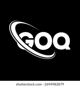Logo do GOQ. Carta GOQ. Projeto do logotipo da letra GOQ. Logótipo GOQ inicial ligado com círculo e monograma maiúsculo. GOQ-tipografia para marca de tecnologia, negócios e imóveis.