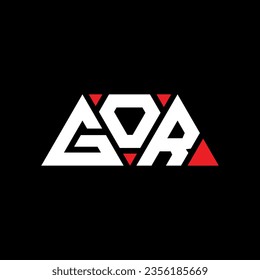 GOR triangle letter logo design with triangle shape. GOR triangle logo design monogram. GOR triangle vector logo template with red color. GOR triangular logo Simple, Elegant, and Luxurious design.