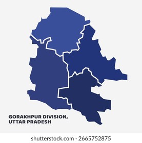 Mapa de la división de Gorakhpur del estado de Uttar Pradesh, India