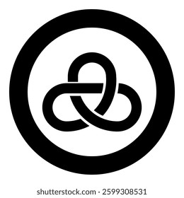 Gordian knot Sacred geometry symbol icon in circle round black color vector illustration image solid outline style simple