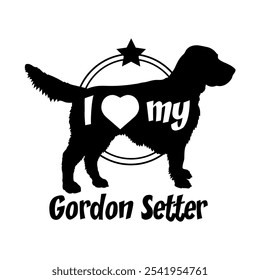 Gordon Setter dog silhouette, i love my dog,  dog, dog breeds, logo, vector, silhouette, animal, illustration, icon, sign, black, pet,