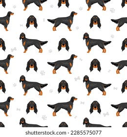 Gordon setter seamless pattern.  Vector illustration