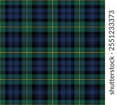 Gordon tartan plaid. Scottish pattern fabric swatch close-up. 