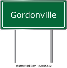 Gordonville, Alabama, road sign green vector illustration, road table, USA city