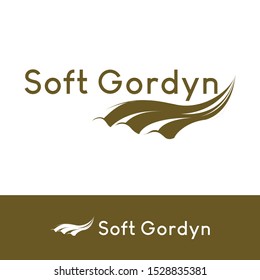 Gordyn curtain silk fabric vector design illustration logo template for interior, home decor, apartment, hotel, theatre, exhibition, textile logo