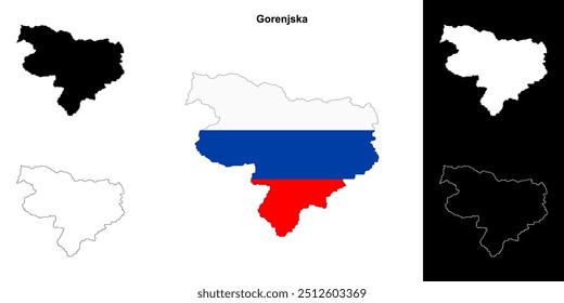 Gorenjska region outline map set