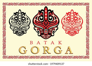 Gorga or traditional carving of the Toba Batak tribe, a tribe in North Sumatra called the Toba Gorga Batak with red, black and white colors.