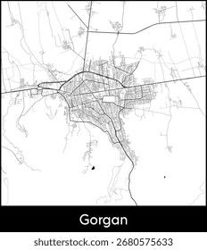 Gorgan city map, Iran - Topographic vector map poster