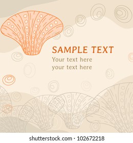 The gorgeous abstract beach background with seashell and bubbles. Vector illustration with place for your text.