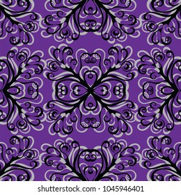 Gorgeous abstract design for textile, tiles or wallpapers in retro style. Seamless pattern. Blue, purple and black colors. Vector illustration eps10.