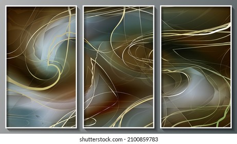 Gorgeous abstract triptych.  beautiful panel for interior decoration, corporate designs, blogs, postcards, posters and your other projects. Vector. 