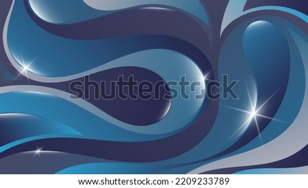 Gorgeous abstract wallpaper in grey-blue tones. A beautiful surface of overlapping wavy shapes, highlights and glows. Template for your projects. Vector.