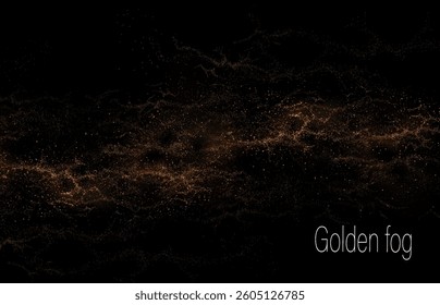 Gorgeous background, isolated golden tinsel on black background.