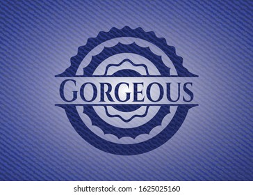 Gorgeous badge with jean texture. Vector Illustration. Detailed.