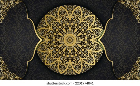Magnífica hermosa tarjeta de bienvenida decorativa de lujo de estilo árabe. fondo decorativo mandala de estilo árabe. Invitación, tarjeta de matrimonio, Diwali, India, indio, árabe, damasco, turco, turco