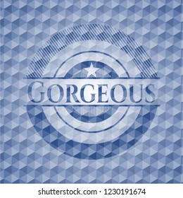 Gorgeous blue emblem with geometric pattern.