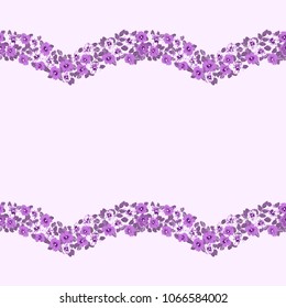 Gorgeous border in small garden sweet flowers. Millefleur. Floral cute background for textile, wallpaper, pattern fills, covers, surface, print, gift wrap, scrapbooking, decoupage.