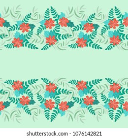 Gorgeous border in small garden sweet flowers. Millefleur. Floral cute background for textile, wallpaper, pattern fills, covers, surface, print, gift wrap, scrapbooking, decoupage.