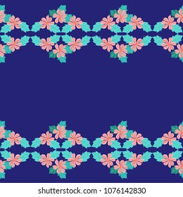 Gorgeous border in small garden sweet flowers. Millefleur. Floral cute background for textile, wallpaper, pattern fills, covers, surface, print, gift wrap, scrapbooking, decoupage.
