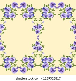 Gorgeous border in small garden sweet flowers. Millefleur. Floral cute background for textile, wallpaper, pattern fills, covers, surface, print, gift wrap, scrapbooking, decoupage.