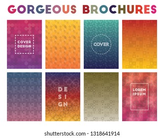 Gorgeous brochures with geometric patterns and vector illustrations for business use.