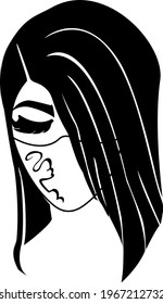 Gorgeous brunette in mask from COVID with beautiful design 