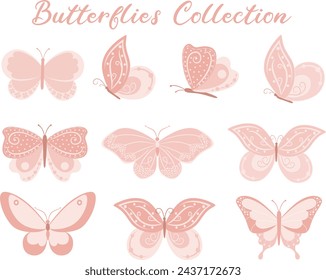 Gorgeous butterflies vector art displaying a variety of species in vibrant colors, fluttering gracefully amidst flowers and foliage.