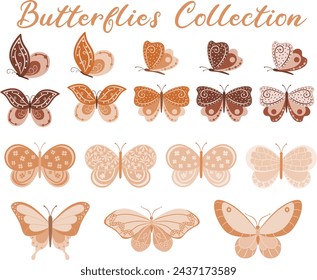 Gorgeous butterflies vector art displaying a variety of species in vibrant colors, fluttering gracefully amidst flowers and foliage.