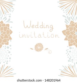 Gorgeous card for a wedding invitation. Vector wallpaper made of flowers. Ideal for wedding cards and Save the Date invitations. Eps 10