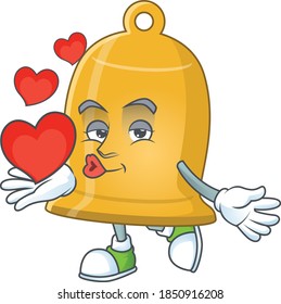 A gorgeous caricature design of bell with red hearts. Vector illustration