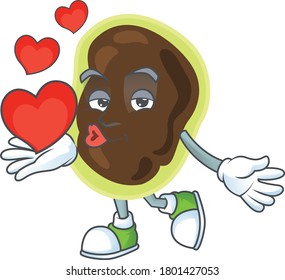 A gorgeous caricature design of firmicutes with red hearts. Vector illustration