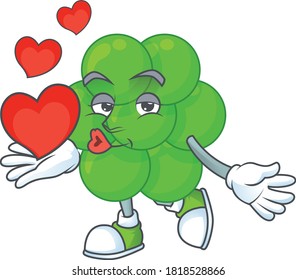 A gorgeous caricature design of staphylococcus aureus with red hearts. Vector illustration