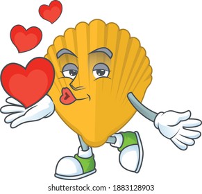 A gorgeous caricature design of yellow clamp with red hearts. Vector illustration