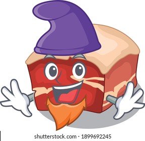 A gorgeous cartoon design of pork belly as an Elf fairytale character. Vector illustration
