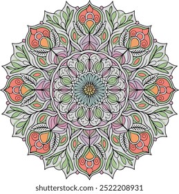 Gorgeous celebration background with striking array with color mandala for festival events,Floral background