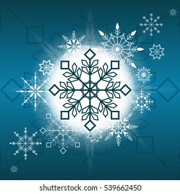 Gorgeous Christmas snowflake decoration vector illustration. Beautiful Happy New Year card. 