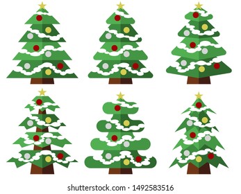 Gorgeous Christmas Tree Illustration Set