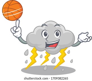 Gorgeous cloud stormy mascot design style with basketball