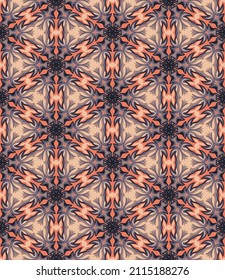 Gorgeous colorful art seamless pattern in beige-coral-black colors. Vector illustration for print, fabric, cover, packaging, interior decor, blog decoration and other your projects.