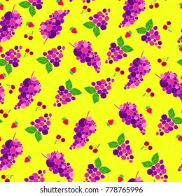 Gorgeous and colorful hand drawn grapes seamless pattern vector