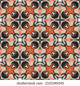 Gorgeous colorful seamless pattern.
 Overlapping ornate shapes, stripes, segments, polygons are grouped and arranged in a certain order. Vector. 