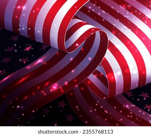 Gorgeous composition with curved USA flag and sparkling mosaic.