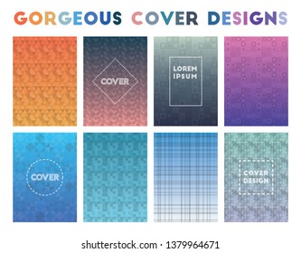 Gorgeous cover designs. Adorable geometric patterns, surprising vector illustration.