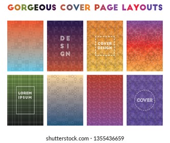 Gorgeous Cover Page Layouts. Alluring geometric patterns, ecstatic vector illustration.